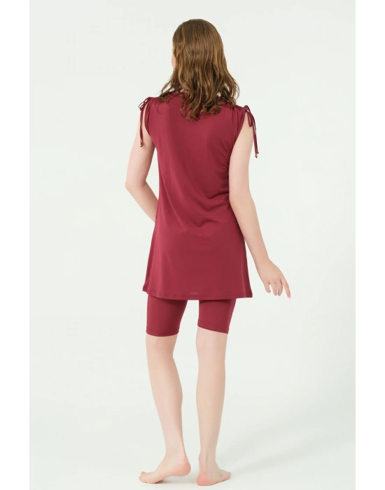 Rustin Kol Toplamalı Sıfır Kol Yarı Kapalı Mayo