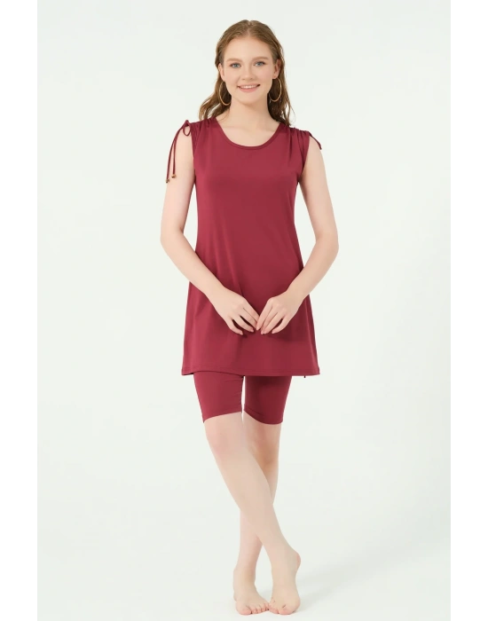 Rustin Kol Toplamalı Sıfır Kol Yarı Kapalı Mayo