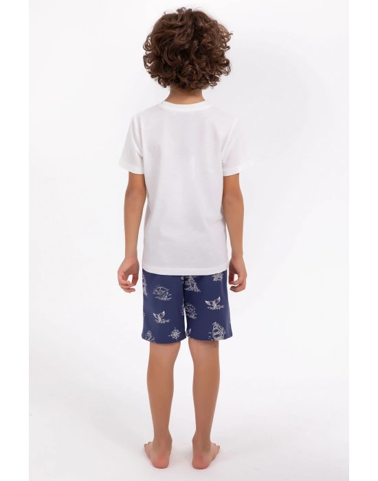 Sailor Krem Lacivert Erkek Çocuk Bermuda Takım