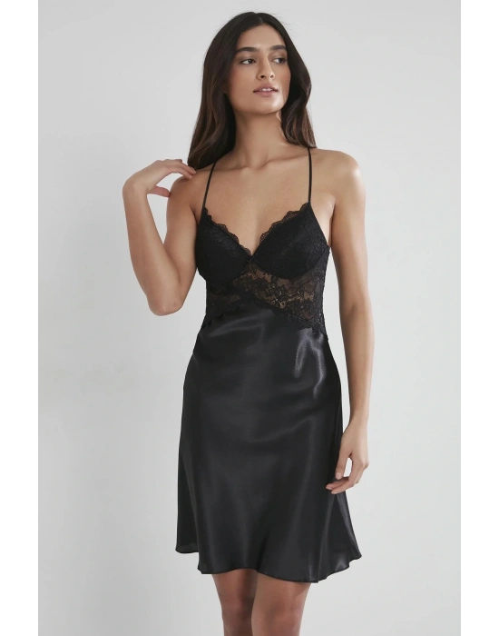 Saten Dantelli Gecelik Ve Sabahlık Takımı - 4050