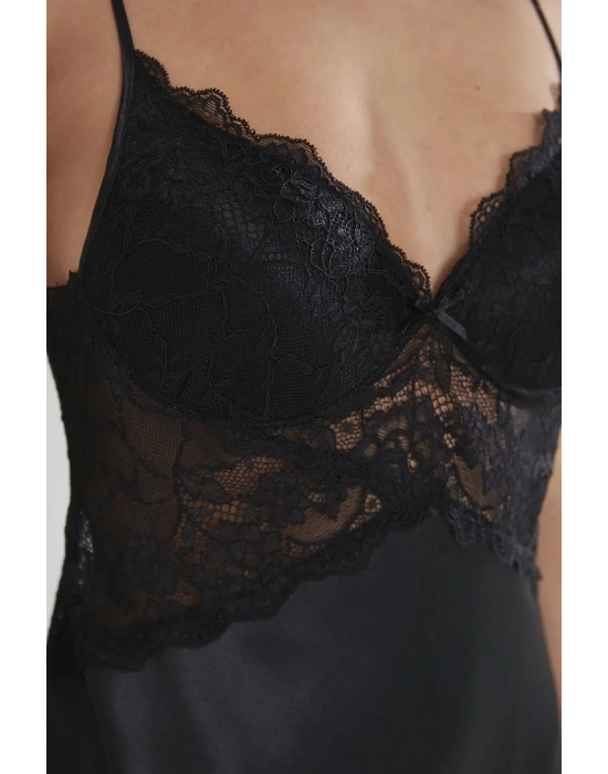 Saten Dantelli Gecelik Ve Sabahlık Takımı - 4050