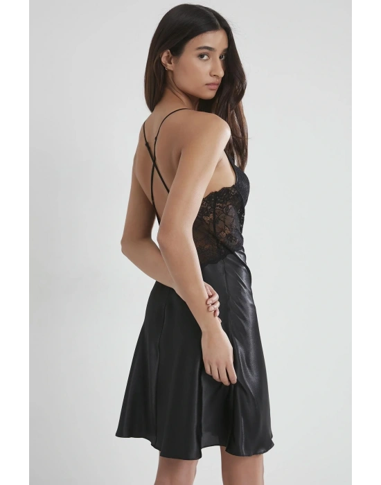 Saten Dantelli Gecelik Ve Sabahlık Takımı - 4050