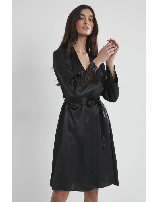 Saten Dantelli Gecelik Ve Sabahlık Takımı - 4050