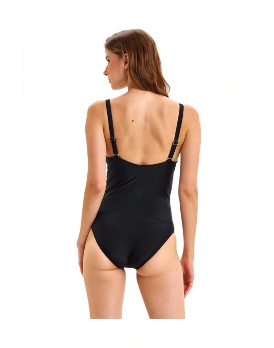 Siyah Tül Detaylı Kaplı Mayo