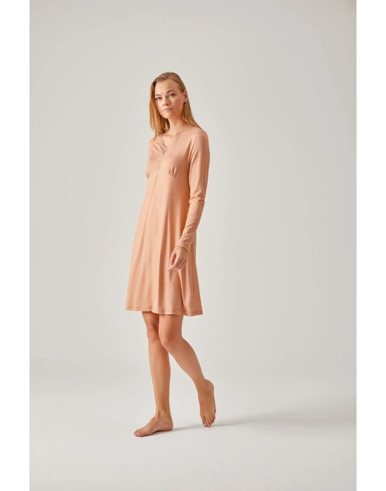 Somon Dantelli Viskon Kadın Gecelik