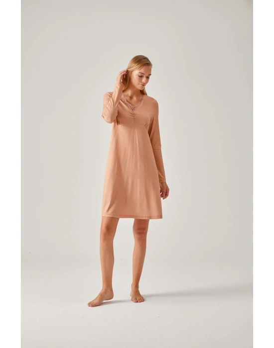 Somon Dantelli Viskon Kadın Gecelik