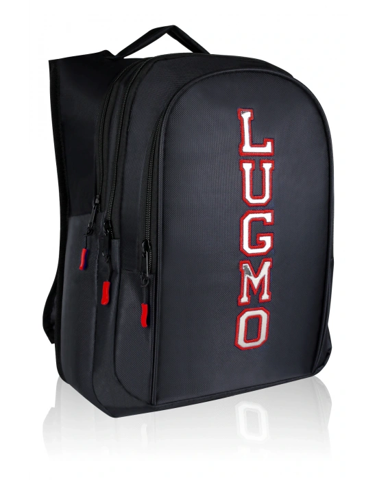 Üç Gözlü İçi Astarlı Pedli Okul Çantası Ortaokul Lise Çantası Armalı Kırmızı