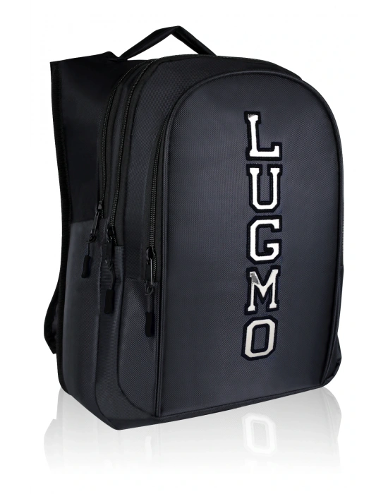 Üç Gözlü İçi Astarlı Pedli Okul Çantası Ortaokul Lise Çantası Armalı Siyah