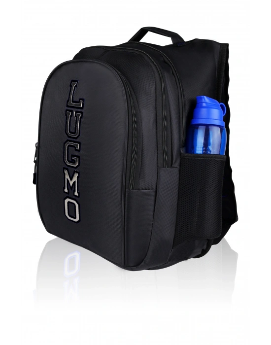 Üç Gözlü İçi Astarlı Pedli Okul Çantası Ortaokul Lise Çantası Armalı Siyah