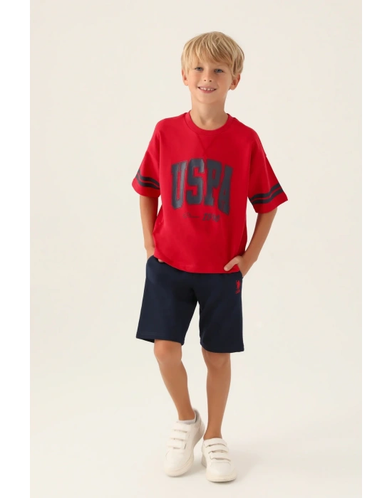 Us Polo Assn Erkek Çocuk Kırmızı Bermuda Takım