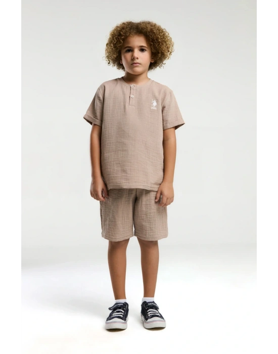 U.s. Polo Assn. Erkek Çocuk Krem Bermuda Takım