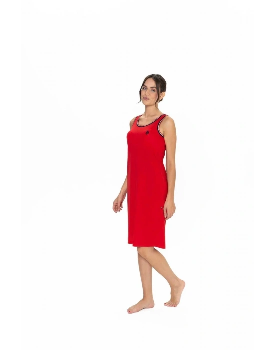 U.s. Polo Assn. Kadın Kolsuz Kırmızı Gecelik 20006