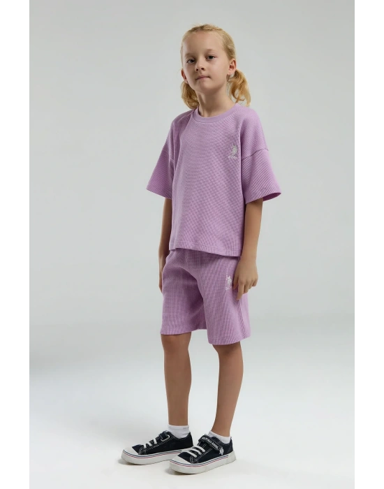 U.s. Polo Assn. Kız Çocuk Mor Bermuda Takım