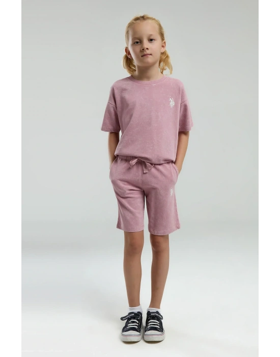 U.s. Polo Assn. Kız Çocuk Pembe Bermuda Takım
