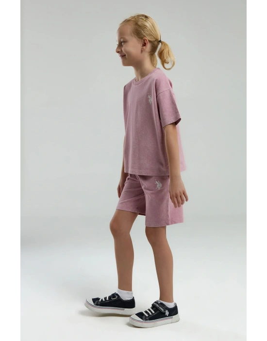 U.s. Polo Assn. Kız Çocuk Pembe Bermuda Takım