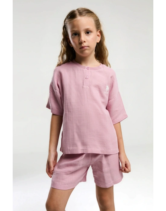U.s. Polo Assn. Kız Çocuk Pembe Şort Takım