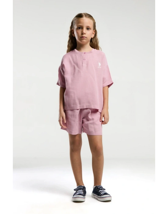 U.s. Polo Assn. Kız Çocuk Pembe Şort Takım