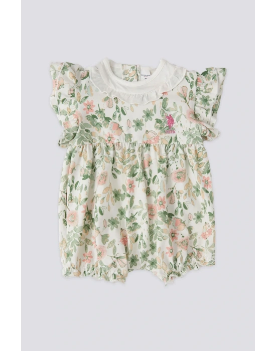 U.s. Polo Assn Lisanslı Leaf Krem Kız  Bebek Tulum