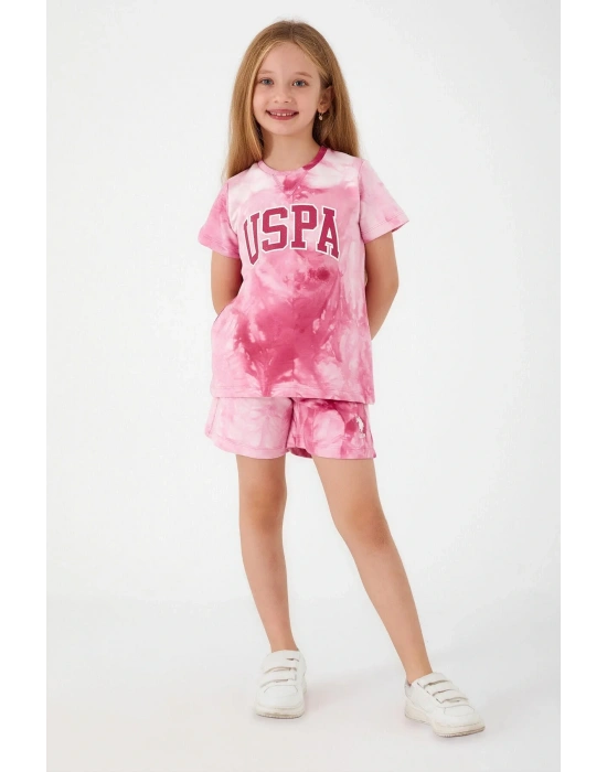 U.s. Polo Assn Pink Font Detail Açık Beyazkız Çocuk Şort Takım