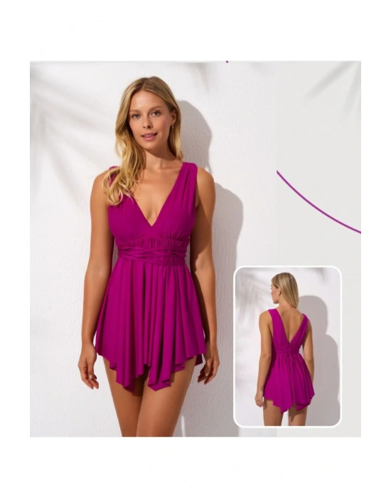 V Yaka Elbise Mayo 241125