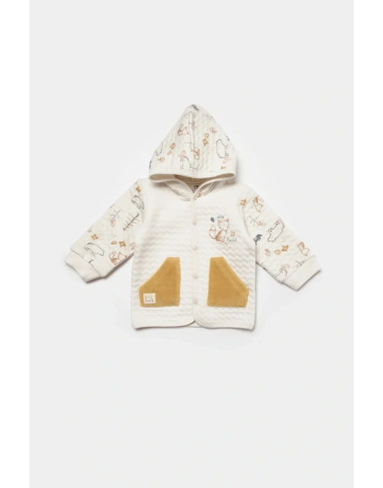 Vahşi Orman Bej Kapüşonlu Hırka