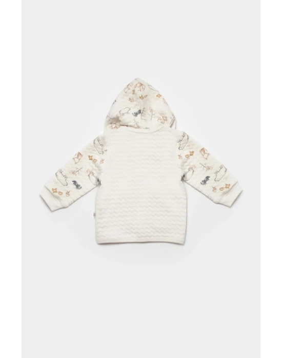 Vahşi Orman Bej Kapüşonlu Hırka