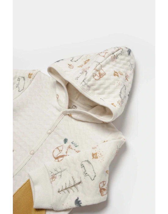 Vahşi Orman Bej Kapüşonlu Hırka