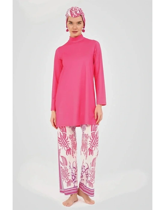 Yakamoz Desenli Tesettür Mayo Dlx-24607