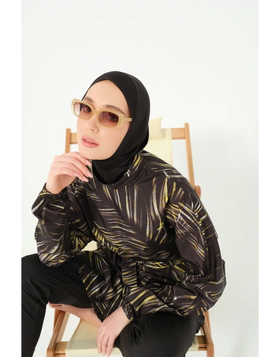 Yaprak Desenli Oversize Tesettür Mayo