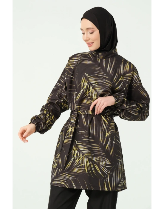 Yaprak Desenli Oversize Tesettür Mayo