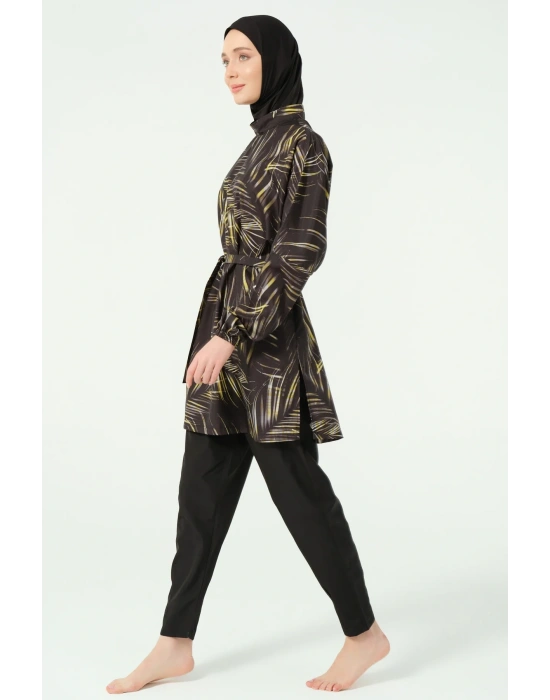 Yaprak Desenli Oversize Tesettür Mayo