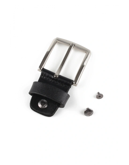 Yedek Kemer Tokası  Hakiki Deri 4 cm Siyah