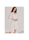 46108 Kendinden Brode Desenli Tek Sabahlık - Ekru