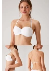 6027 Beyaz Pisa Push Up Straplez Multi Function Mikro Sütyen Askı Hediyeli