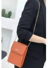 Armine Kadın Çanta, Zincir Askılı Abiye Omuz Çantası 266 Turuncu Lazer
