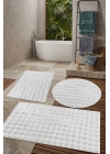 Banyo Paspası Beyaz Kaymaz Taban Peluş Bubble 50X50 cm