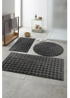 Banyo Paspası Koyu Gri Gri Kaymaz Taban Peluş Bubble 50X50 cm