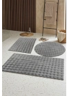 Banyo Paspası Açık Gri Gri Kaymaz Taban Peluş Bubble 50X50 cm