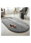 Yolluk Açık Gri Gri Kaymaz Taban Peluş Oval