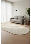 Salon Halısı Krem Yumuşak Oval Dokuma