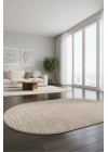 Salon Halısı Bej Yumuşak Oval Dokuma