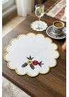 6 Adet Nakışlı Kahve Yanı Sunum Peçetesi 15x15 cm Kokteyl Peçetesi, Bardak Altlığı, Çeyizlik