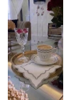 Nakışlı Kahve Yanı Sunumluk Peçete Keten Görünümlü Fistolu Kokteyl Peçetesi Bardak Altlığı Ekru