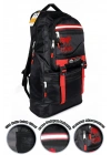 Deprem Çantası Körüklü Reflektörlü 65 Litre Siyah Kırmızı