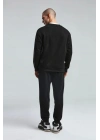 Erkek Bisiklet Yaka Uzun Kol Basıc Sweatshirt Siyah