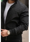 Erkek Gömlek Yaka Baharlık Mont Astarlı Mevsimlik Çeket Siyah