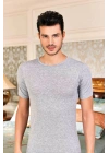 Erkek Gri Likralı Bisiklet Yaka Atlet