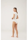 Kadın Beyaz Kısa Kollu Çıtçıtlı Body 66286