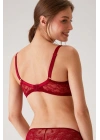 Kadın Bordo 6224 Balenli Desteksiz Dantelli Toparlayıcı Sütyen