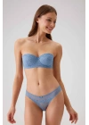 Kadın Mavi 4741 Balenli Soft Push Up Straplez Sütyen Takım